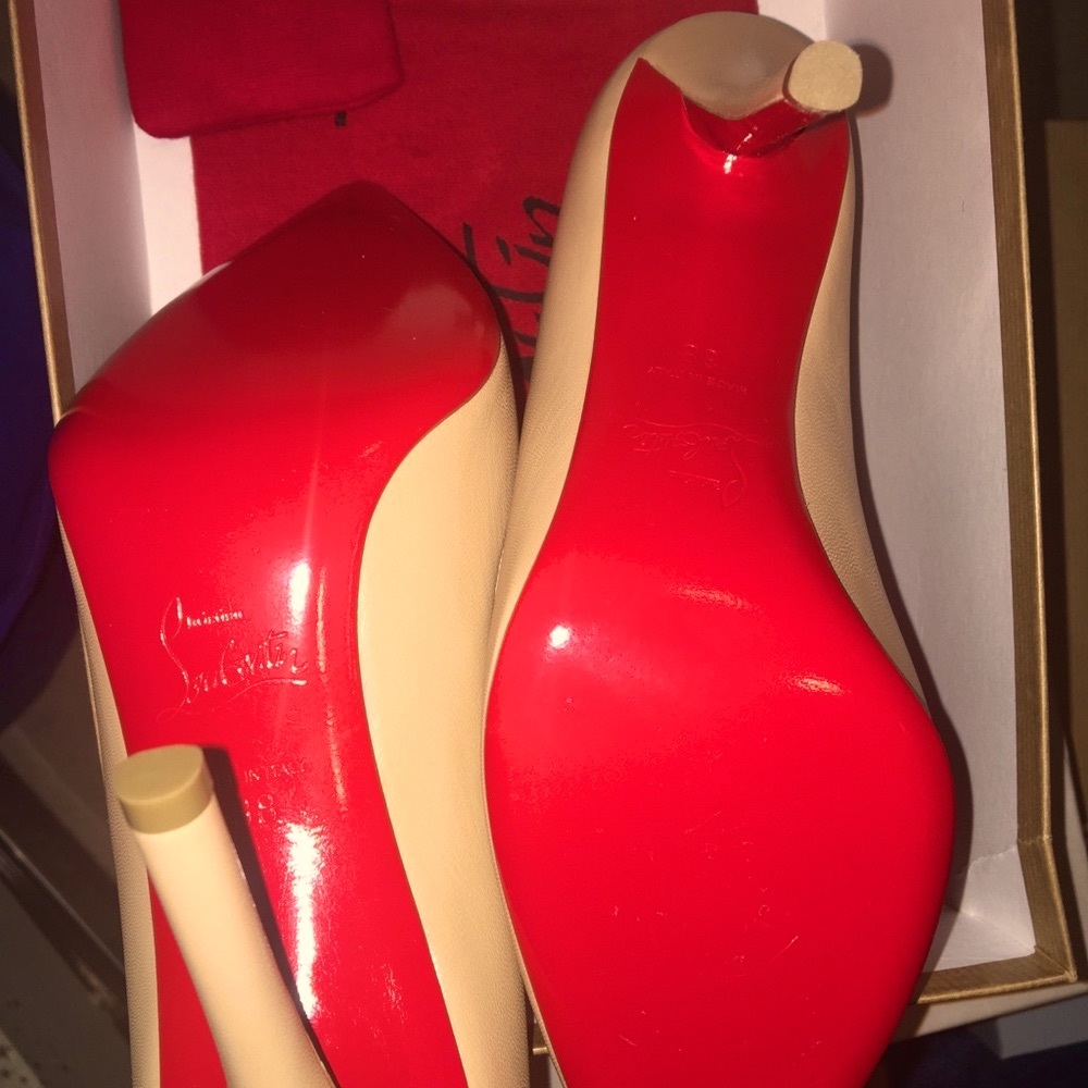 Christian Louboutin Apostrophy 100 38 8B NWT NEW Nude kid leather RETAILS $965+ - Picture 8 of 10